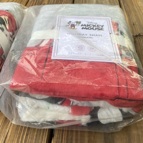 Pottery Barn Embroidered and Fuzzy Mickey Mouse Holiday Pillow Sham - Set of 2 - Picture 9 of 16